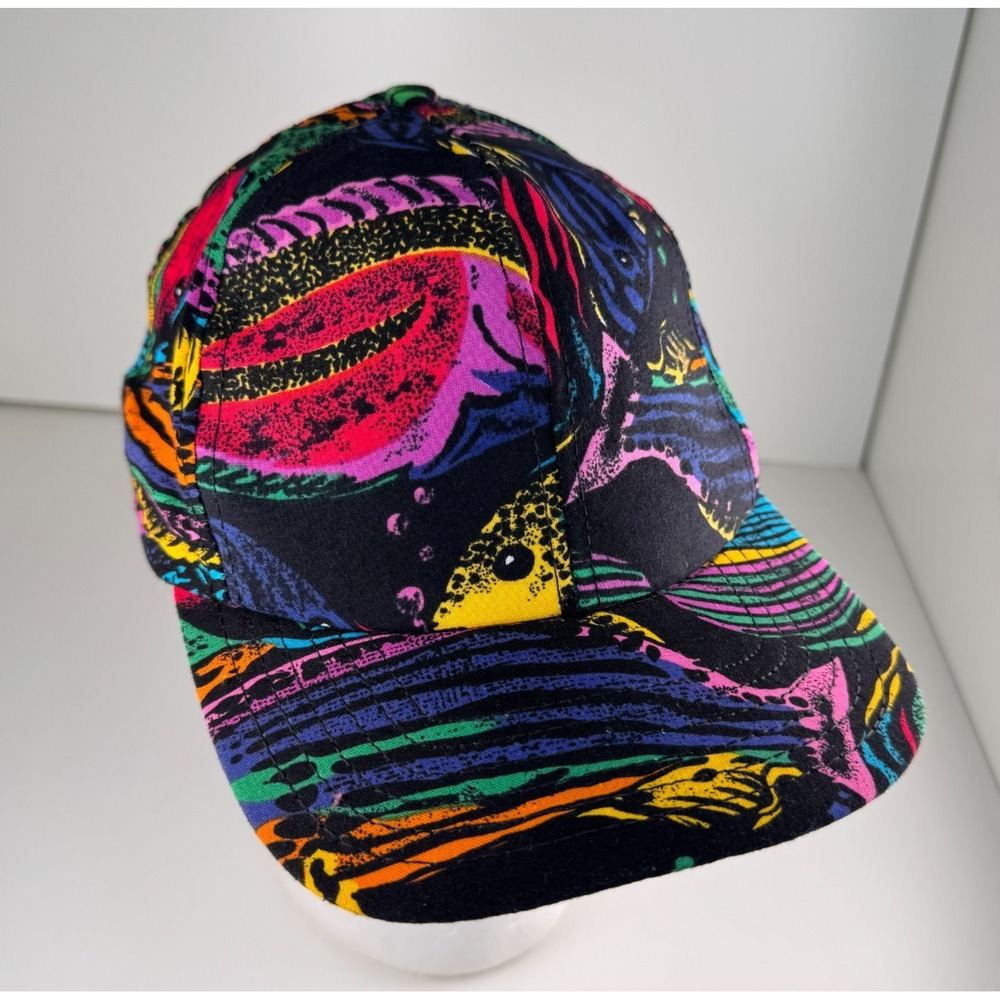 Vintage 90s Neon Colorful Rainbow Sea Fish AOP Men's Snapback Hat Cap USA Made
